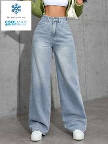 Jeanoix Women's Pocket Button Casual Versatile Commuting Flare Leg Jeans - Blue - View 4