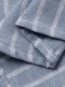 DAZY Teen Girl Striped Lapel Asymmetrical Hem Casual Versatile Daily Wear Long Sleeve Shirt - Blue - View 8