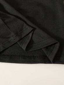 SHEIN 女婴夏季两件套套装 - 圆领短袖黑色上衣，印有英文数字，豹纹宽松裤，饰有蝴蝶结，适合2岁女童，男女宝宝套装，配套服装，街头风女童装 - 彩色 - 查看 10