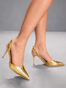 CUCCOO SZL Women's Pointed Toe Elegant Daily Versatile Fashion High Heels - Gold - View 3