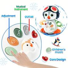 MINKOJA 1个爬行企鹅婴儿音乐玩具，带音乐和灯光的趴卧玩具，发光学习玩具，跳舞爬行婴儿玩具，学习爬行互动开发玩具，万圣节/圣诞节礼物 - 彩色 - 查看 6
