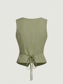 SHEIN MOD 复古西装背心 - 时尚学院风，70年代复古风，休闲舒适，通勤必备，尽显老钱气质，是学生装、教师服和办公室着装的理想之选。 - 綠色 - 查看 2