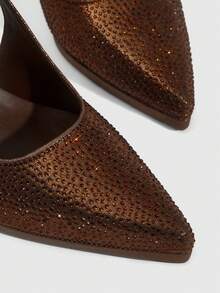 CUCCOO SZL Women Shoes Women's Pointed Thin High Heel Height Water Table Brown Rhinestone Women's High Heel Shoes Back Lift Empty Shoes Wedding Party Banquet Nightclub Stylish Gorgeous Simple High Heel Women's Shoes - Bronze - View 6