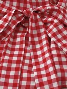 GlowEve Women's Sleeveless Wrap-Style Plaid Casual Shirt - Red - View 5