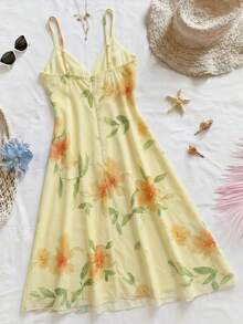Franclia Floral Print Sleeveless Casual Vacation Dress - Multicolor - View 2