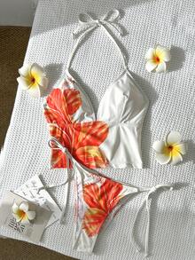 Bonvoyette 女士春夏定位印花吊带比基尼 - 彩色 - 查看 4