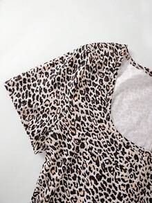 SHEIN PETITE Petite Women's Sexy Leopard Print Waist Cinched A-Line Short Dress - Multicolor - View 6