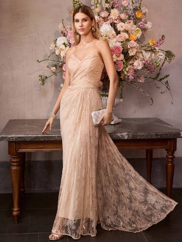 MOTF Soiréza DAMEN SPITZEN-BANDEAU-KLEID, GEEIGNET FÜR FRÜHLINGS-/SOMMER-ANLÄSSE