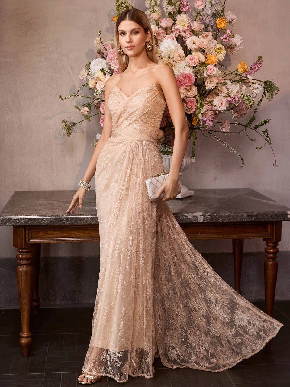 MOTF Soiréza WOMEN'S LACE BANDEAU DRESS, SUITABLE FOR SPRING/SUMMER OCCASIONS