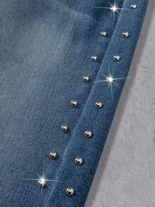 Manfinity Denimwave Men's Fashionable Wide Leg Jeans, Loose Fit With Pearl Embellishments - Medium Wash - View 6