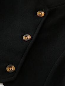 Young Girl Casual Solid Color Top And Pants 2 Pieces Set - Black - View 4