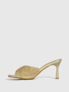 CUCCOO SZL 女士亮面镂空尖头高跟凉鞋 - 金色 - 查看 4