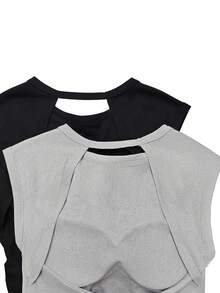 Resyla Camiseta de tirantes de mujer de unicolor, cuello redondo y espalda abierta, de estilo casual - Multicolor - Ver 3