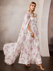 MOTF Soiréza FLORAL PRINTED STRAPLESS LONG DRESS, SUITABLE FOR FORMAL OCCASIONS - Multicolor - View 1