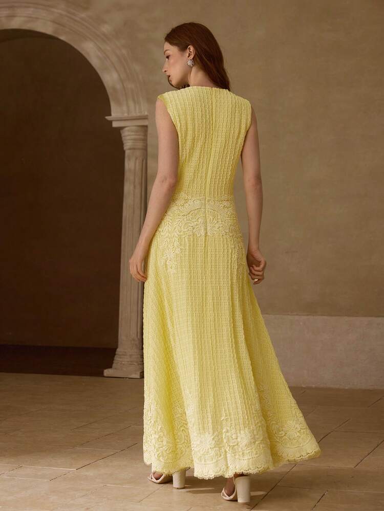 WOMEN'S ROMANTIC ELEGANT LACE PATCHWORK LONG DRESS, SPRING/SUMMER
