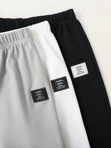 6件套青少年男童休闲可爱印花针织背心短裤套装，适合通勤、上学、日常休闲穿着、运动、春夏穿着。 - 灰色 - 查看 8