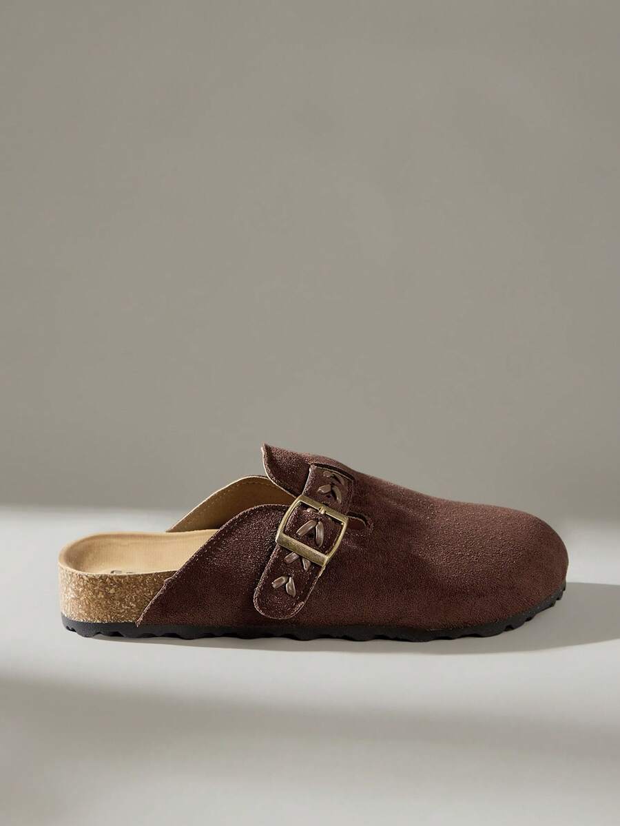 Solecia 柔软舒适的厚底套脚穆勒拖鞋，闭趾设计，女士，咖啡棕色 - 咖啡棕 - 查看 1