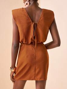 Zivah 2026 Spring/Summer New Elegant Twist Front Midi Dress, Suitable For Weddings And Music Festivals - Brown - View 2