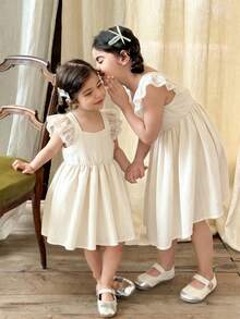 Young Girl's Elegant & Cute Sleeveless Dress, Fashionable & Stylish, Summer - Apricot - View 6