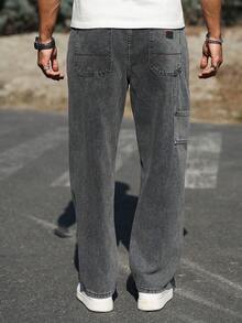 Manfinity Homme Quần jean denim nam thường ngày, kiểu dáng giản dị, có túi. - Nhiều màu - Xem 2