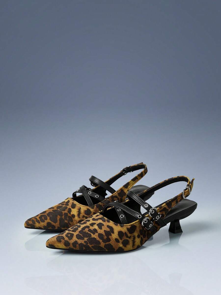CUCCOO GRLICON Tacones altos con hebilla y decoración de remaches para mujer - Multicolor - Ver 1