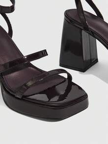 CUCCOO SZL Giày sandal cao gót sọc vàng thời trang nữ, thích hợp cho Giáng sinh và Ngày Valentine. - Cà phê nâu - Xem 10