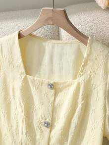 GlowEve 女士优雅职业装短袖衬衫，2026春夏新款 - 淡黃色 - 查看 4