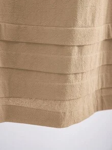 EMERY ROSE 大码纯色短袖休闲度假连衣裙，女士夏季服装/夏季，热带度假女装短袖连衣裙，女士休闲连衣裙，米色连衣裙 - 卡其色 - 查看 7