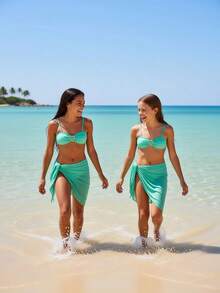 SHEIN 3件套女童黑色比基尼泳衣沙滩装 - 彩色 - 查看 6