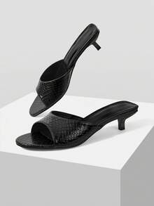 Mnmlis Women's Fashion Daily Wear Slip-On High Heel Sandals - Black - View 2