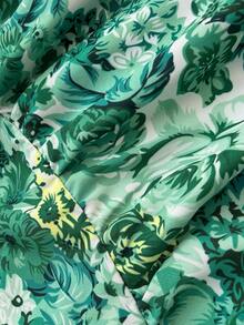 Sunnyshic 碎花极简主义抹胸泡泡袖连衣裙 - 杏色 - 查看 7