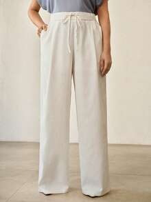 MOTF PREMIUM WOMEN'S PLUS LINEN PANTS - CASUAL & FASHIONABLE,  LINEN FABRIC, SKIN-FRIENDLY & COMFORTABLE - White - View 6