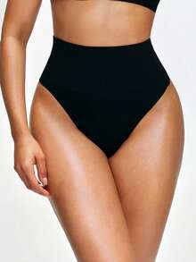 SHAPORA 1pc Women Seamless High Waist Shapewear Shorts, Body Shaping Side Buckle Design - Black - View 7