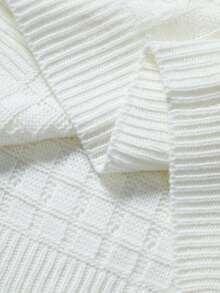 Manfinity Homme Suéter casual de cuello redondo, hombros caídos y manga larga de unicolor para hombres, otoño/invierno - Blanco - Ver 7