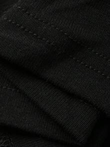 DAZY Women's Fitted Black Cropped Top With Hollow-Out Waist Tie Detail, Short Sleeve, Suitable For Summer & Spring Y2k