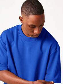 SUMWON 男士宽松短袖圆领套头卫衣 - 藍色 - 查看 3