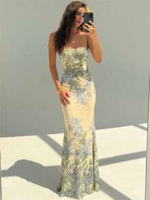 Aloruh 女士碎花修身连衣裙 - 彩色 - 查看 3