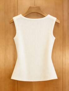 Franclia New Summer Sexy Minimalist Waist Cinching Fitted Square Neck High-End Chic Retro French Casual Daily Commute Style Women Cardigan, Relaxed Atmosphere, Soft Korean Gentle Vibe, Casual Holiday - White - View 2