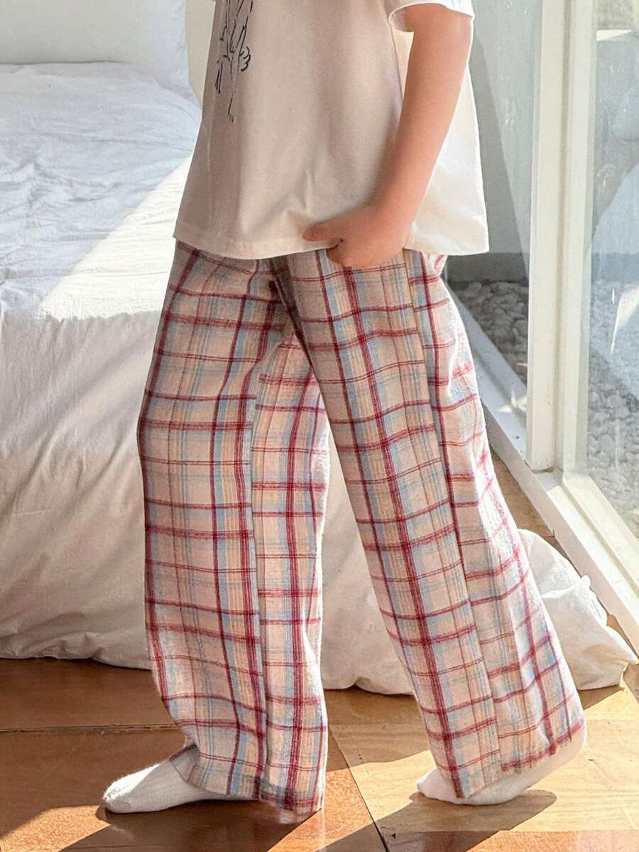 DAZY Tween Boy Plaid Wide Leg Loose Fit Lounge Pants - Multicolor - View 1