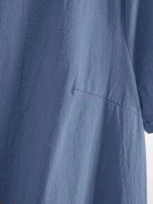 Rusticease Plus Size Solid Color Short Sleeve Casual Vacation Dress,Summer Outfits For Women/Summer,Tropical Woman Clothes - Blue - View 5