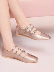 CUCCOO DOLLMOD 女士搭扣设计休闲百搭鞋 - 玫瑰金 - 查看 4