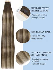 20 件直发接发带 100% 真人雷米真人发 14-24 英寸天然高品质 50 克/包适用于沙龙丝滑无缝隐形 PU 接发带 - S4/26/4 - 查看 3