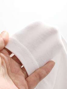 Dazy-Less Solid Color V-Neck Short Sleeve Casual T-Shirt Old Money Style Summer Business Casual Woman Work Clothes - White - View 3