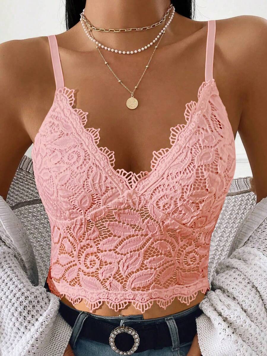 Breezaya Áo Camisole nữ màu trơn, thời trang, đa năng, thích hợp cho hẹn hò và dự tiệc. - Hồng - Xem 1