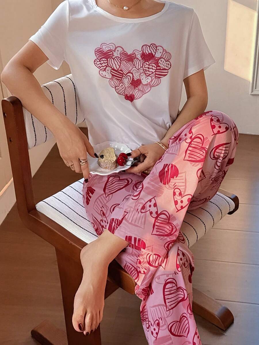 Dream Adore 两件套爱心印花女童短袖睡衣套装 - 彩色 - 查看 1