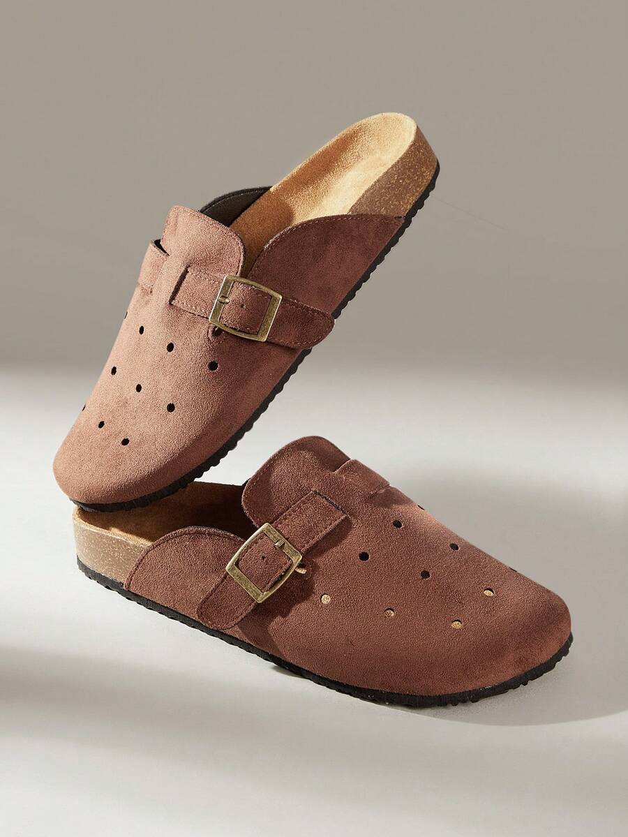 Solecia 女士搭扣设计休闲时尚平底凉鞋 - 咖啡棕 - 查看 1