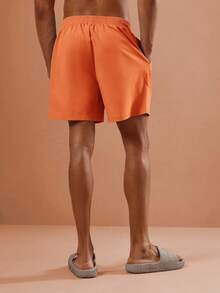 SUMWON Regular Fit Pull On Bermuda Swim Shorts Beach Summer Vacation Pool Swimming Drawstring Waist Casual Swimwear - Orange - View 4