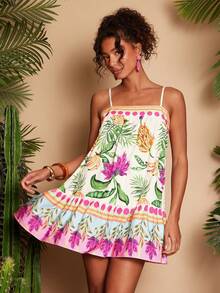 Travachic Tropical Print Sleeveless Casual Vacation Dress - Multicolor - View 4