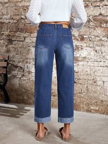 EMERY ROSE 女士休闲日常口袋纽扣牛仔裤 - 藍色 - 查看 7