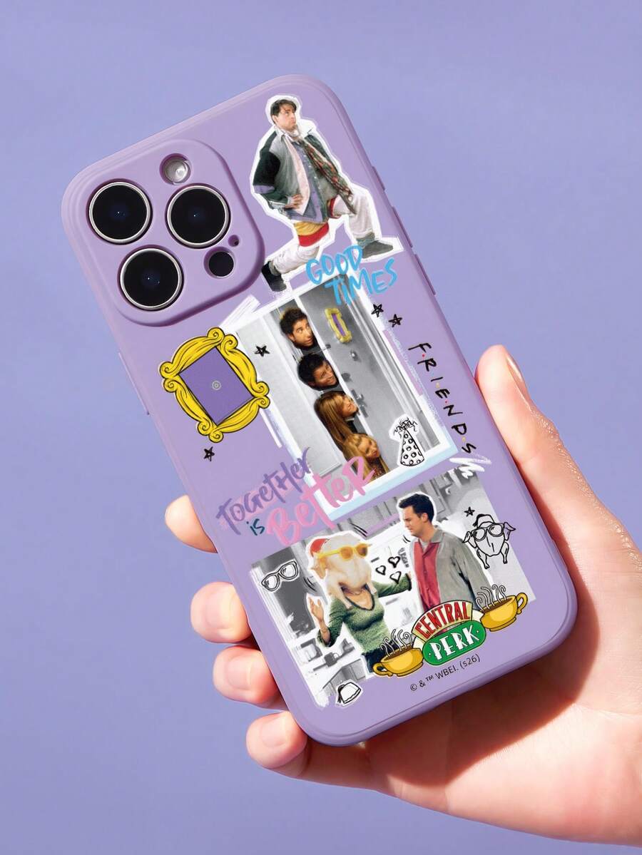 FRIENDS X SHEIN Movie Screen Print Purple Mobile Phone Case,, Suitable For 11-17 Pro Max - Light purple - View 1